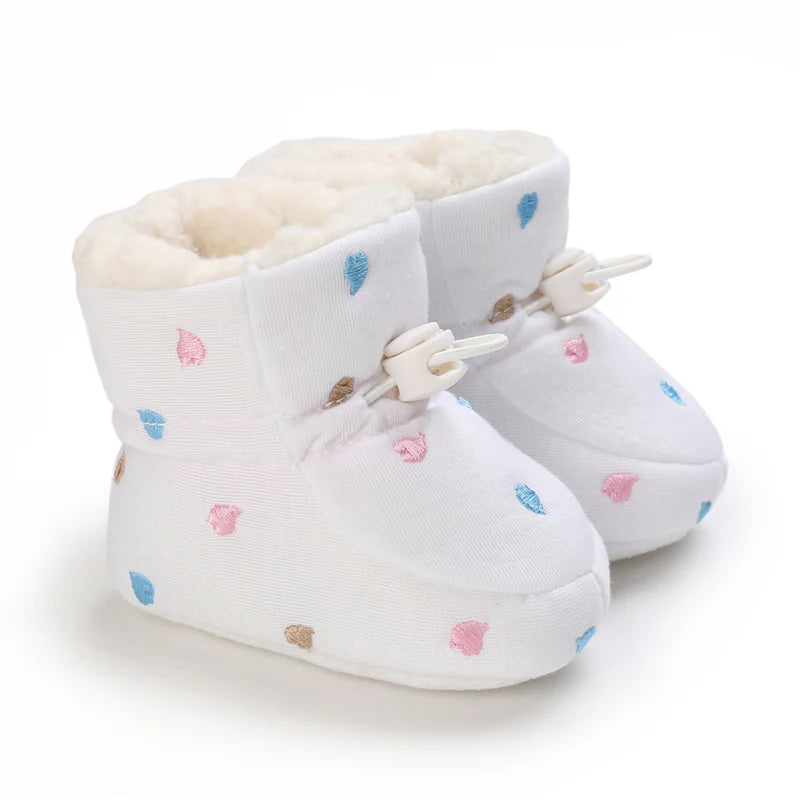 Chaussons Douillets Coeur Couleur Blancs pour Bébé - MiniMoo™